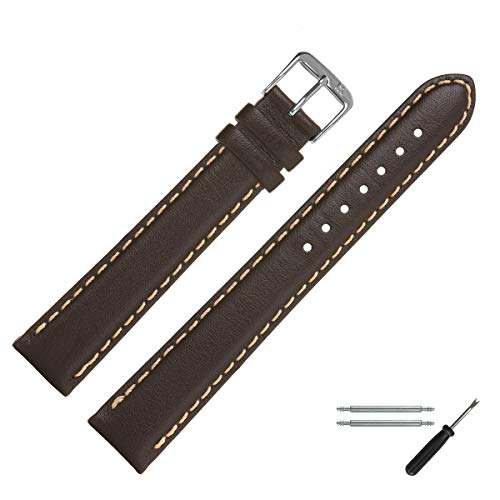 MARBURGER Uhrenarmband 22mm Leder Braun Glatt XL - Werkzeug Montage Set 8022231000120 von MARBURGER