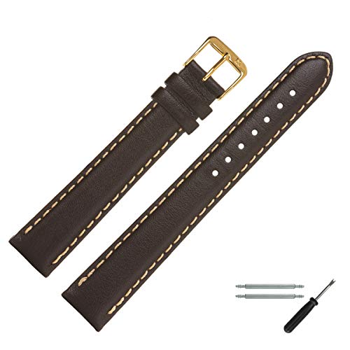 MARBURGER Uhrenarmband 22mm Leder Braun Glatt XL - Werkzeug Montage Set 8022231000220 von MARBURGER