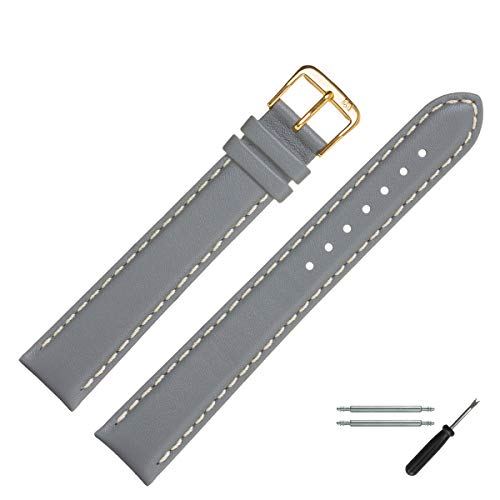 MARBURGER Uhrenarmband 22mm Leder Grau XL - Werkzeug Montage Set 8022215000220 von MARBURGER