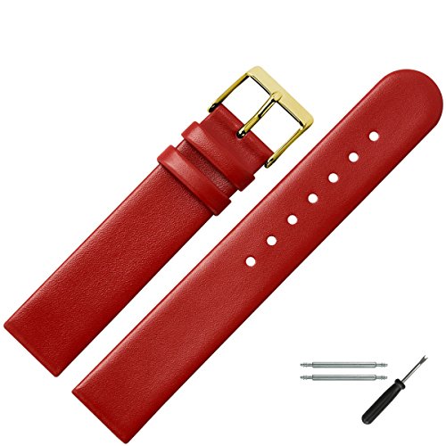 MARBURGER Uhrenarmband 22mm Leder Rot - Werkzeug Montage Set 7612240000220 von MARBURGER