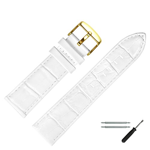 MARBURGER Uhrenarmband 22mm Leder Weiss Kroko - Uhrband Set 7892220000220 von MARBURGER