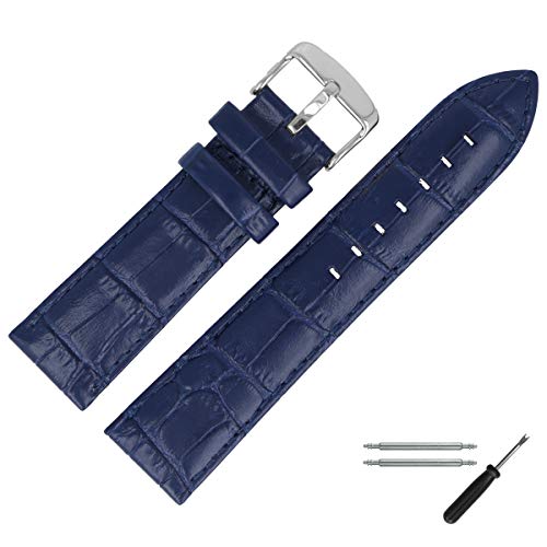 MARBURGER Uhrenarmband 24mm Leder Blau Kroko - Werkzeug Montage Set 7892451000120 von MARBURGER