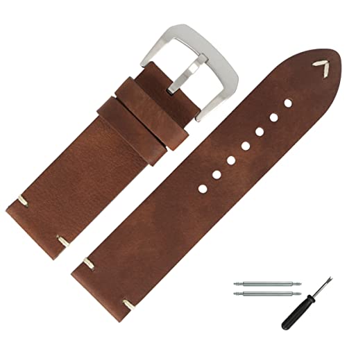 MARBURGER Uhrenarmband 24mm Leder Braun - Werkzeug Montage Set 7742430000120 von MARBURGER