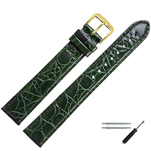 MARBURGER Uhrenarmband 24mm Leder Grün Kroko XL - Werkzeug Montage Set 6812460000220 von MARBURGER