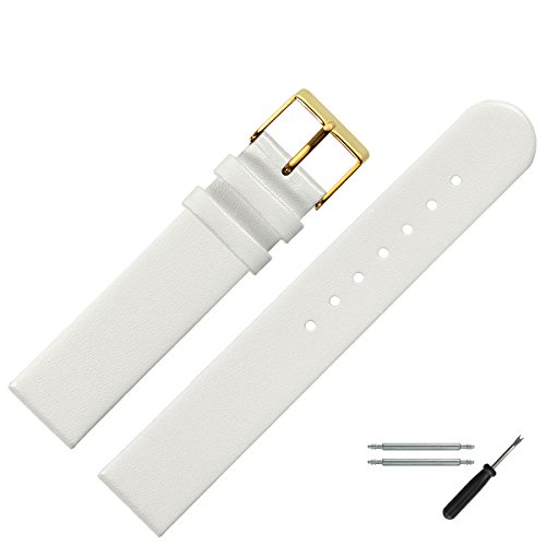 MARBURGER Uhrenarmband 24mm Leder Weiss Gold - Montage Set 7612420000220 von MARBURGER