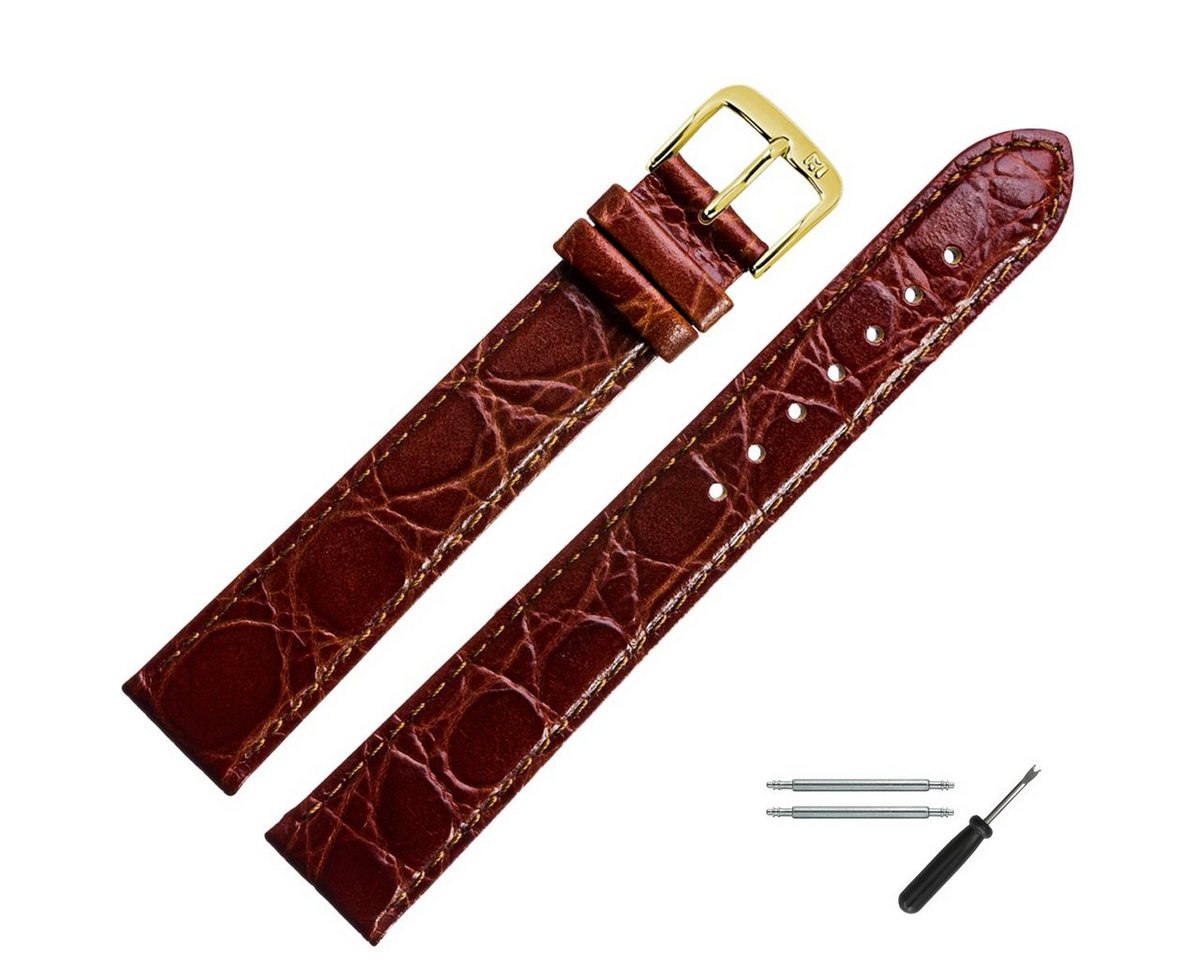 MARBURGER Uhrenarmband 26mm Leder XL extra lang Kroko Prägung von MARBURGER