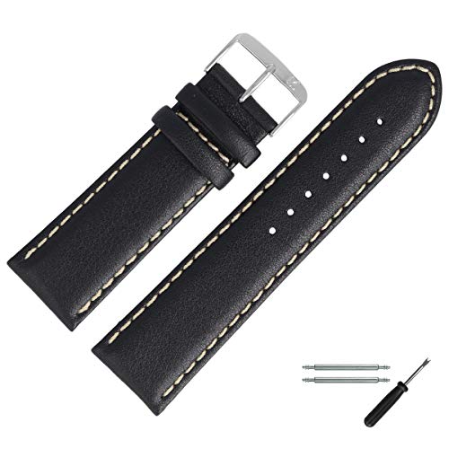 MARBURGER Uhrenarmband 28mm Leder Schwarz - Werkzeug Montage Set 8062810000120 von MARBURGER