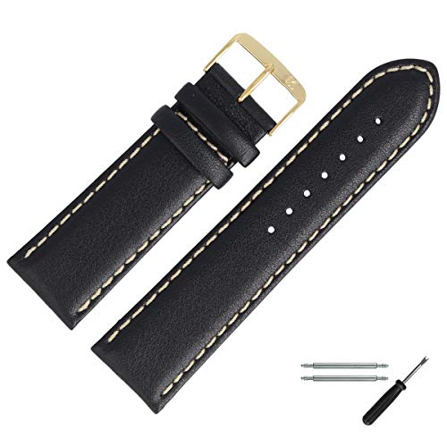 MARBURGER Uhrenarmband 28mm Leder Schwarz - Werkzeug Montage Set 8062810000220 von MARBURGER