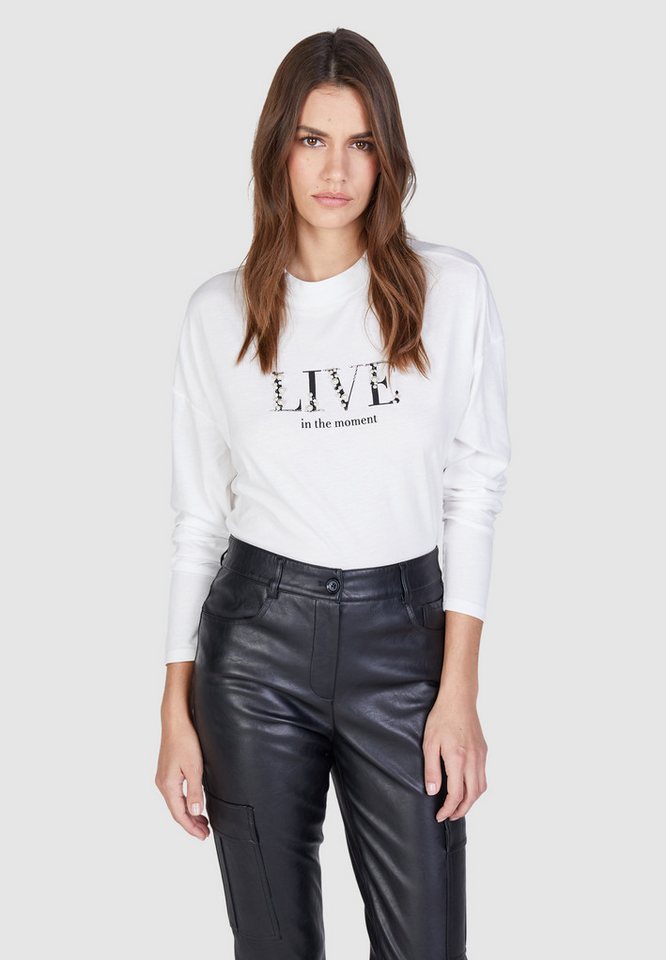 MARC AUREL Langarmshirt mit Mottoprint und Zierstickerei von MARC AUREL