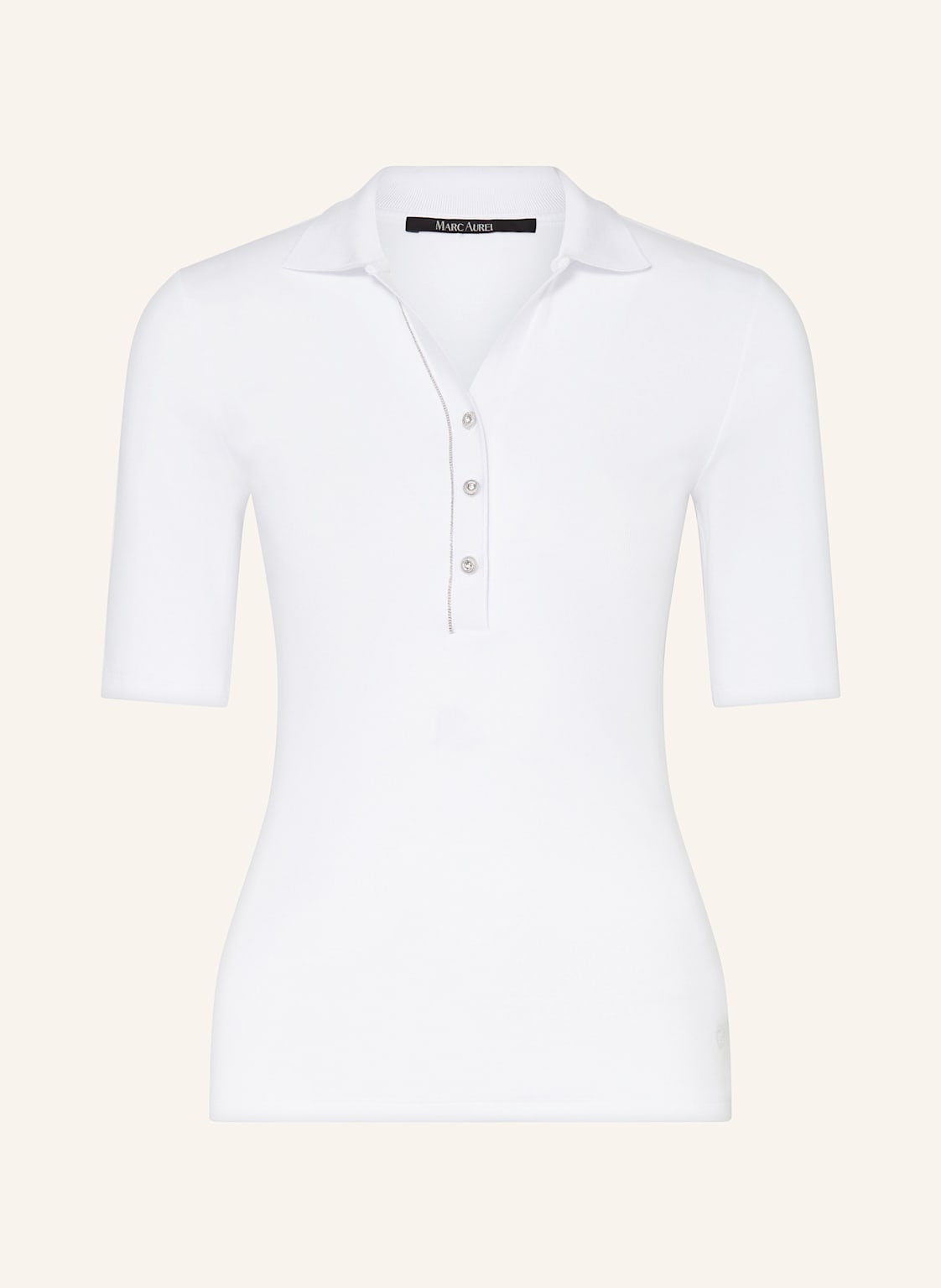 Marc Aurel Jersey-Poloshirt Mit Schmucksteinen weiss von MARC AUREL