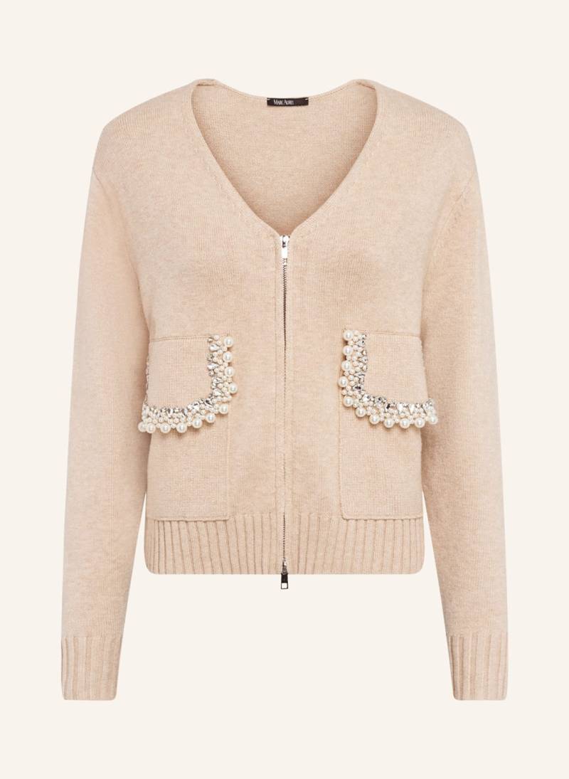 Marc Aurel Strickjacke Mit Schmuckperlen beige von MARC AUREL