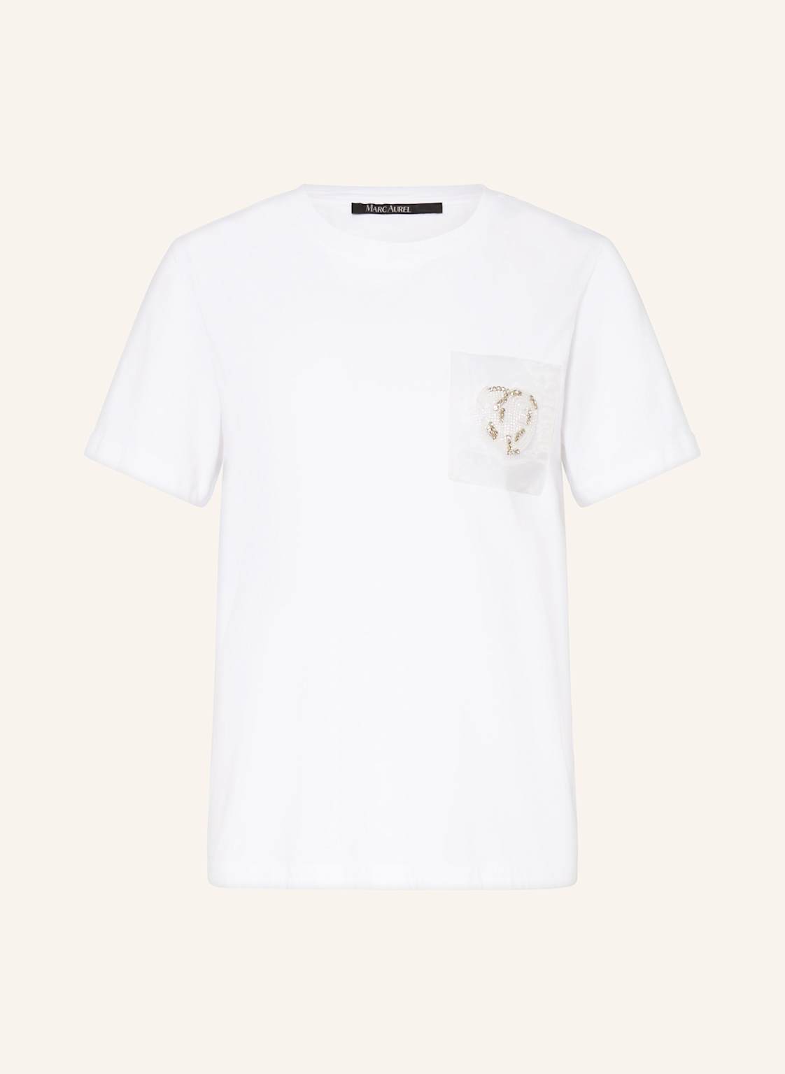 Marc Aurel T-Shirt Mit Schmuckperlen weiss von MARC AUREL