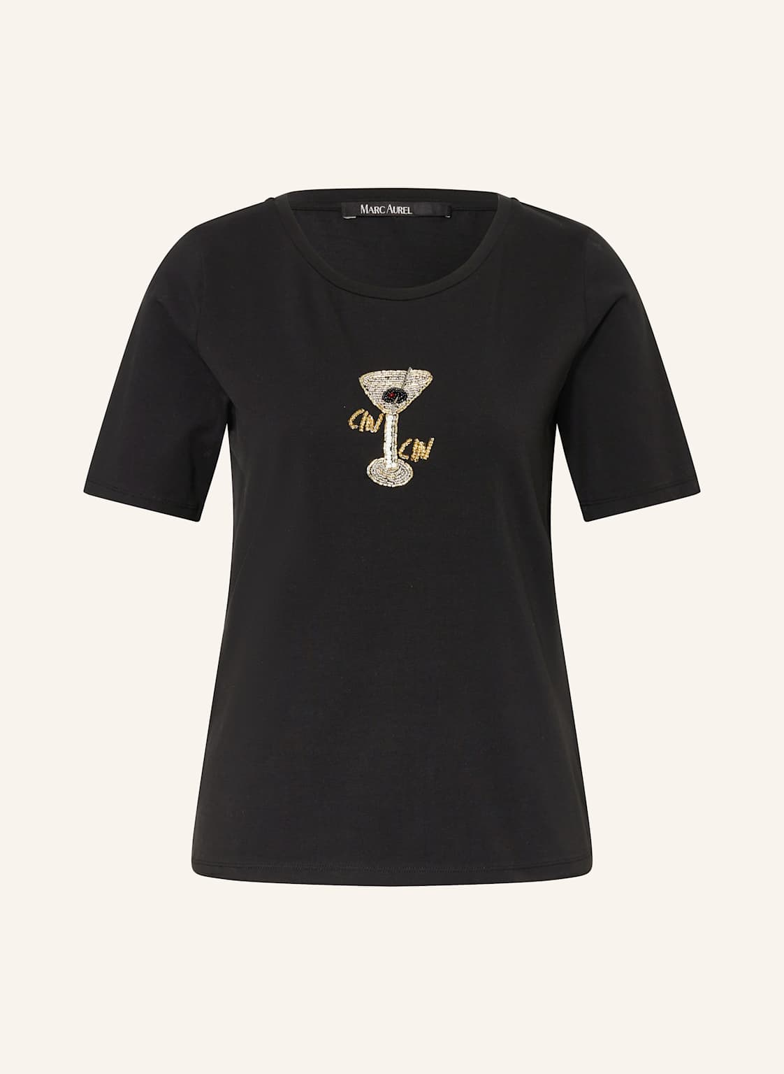Marc Aurel T-Shirt Mit Schmucksteinen schwarz von MARC AUREL