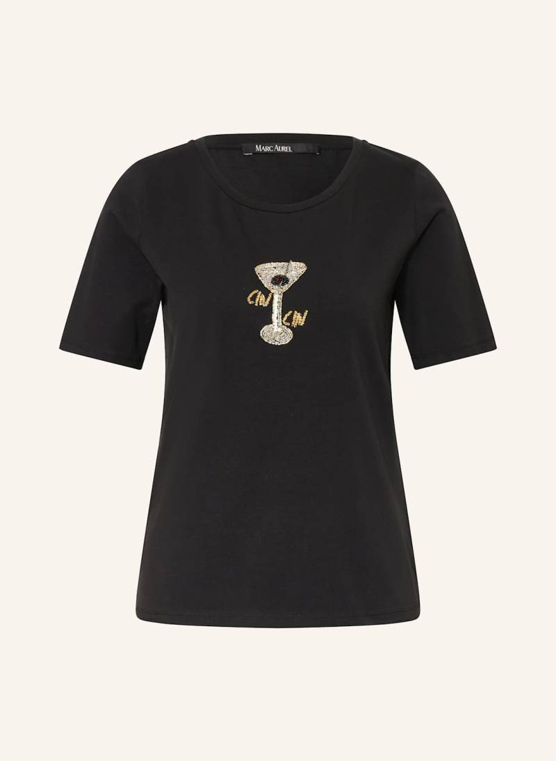 Marc Aurel T-Shirt Mit Schmucksteinen schwarz von MARC AUREL