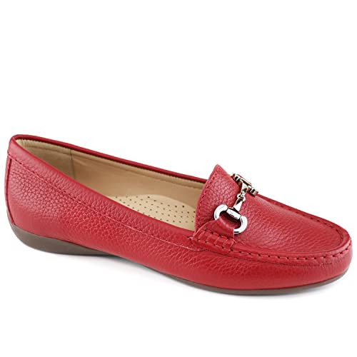 Damen-Slipper aus echtem Leder mit Schnalle, Red Grainy, 38.5 EU Weit von MARC JOSEPH NEW YORK
