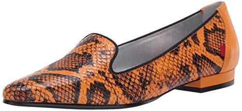 MARC JOSEPH NEW YORK Damen Luxus Flache Leder mit Raucher-Slipper Detail Loafer, Orange (Cheddar Viper), 36.5 EU von MARC JOSEPH NEW YORK
