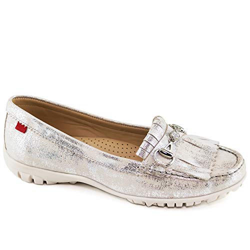 Womens Casual Comfortable Genuine Leather Lightweight Performance Spikeless Breathable Waterproof Cushion Support Slip-On Golf Shoe Silver Metallic 9 von MARC JOSEPH NEW YORK