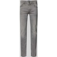 Marc O'Polo Straight Fit Jeans mit Label-Patch in Hellgrau, Größe 36/36 von Marc O'Polo