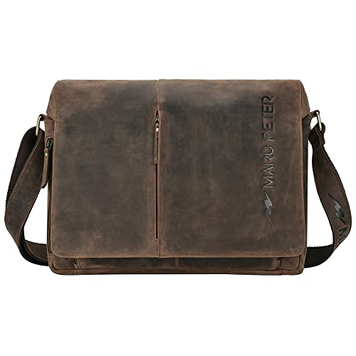 Marc Peter Bergen Schultertasche für Herren | Laptoptasche für Herren | Messenger Bag, braun von MARC PETER