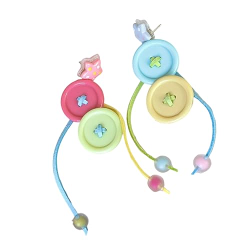 Elegante Dopamin-Knopf-Ohrringe mit beweglichem Fransen-Akzent, leichter Acryl-Schmuck für legere und formelle Anlässe, elegante Tropfenohrringe aus Acryl, Einheitsgröße, Wie beschrieben, Wie von MARCBUSE