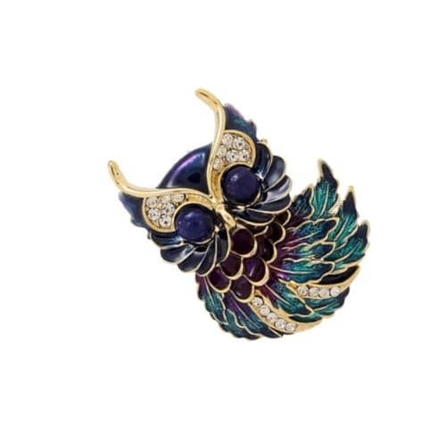 Handbemalte Anstecknadel mit Tropföl-Eule, künstlerisches Tier-Design, leichte Metallbasis, als Geschenk, modisches Eulen-Accessoire für Damen/Herren, Einheitsgröße, Wie beschrieben von MARCBUSE