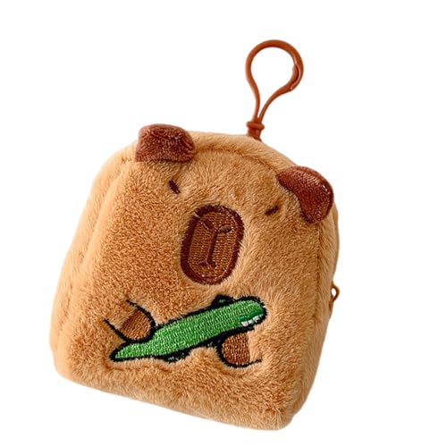 Lovely Capybara Münzbeutel Kleingeld Geldbörse Tasche Charm Kopfhörer Aufbewahrungstasche Plüsch Münzbörse Cartoon Tier Aufbewahrungsbox Cartoon Tier Change Capybara Kopfhörer Plüsch, Grüne Melone von MARCBUSE