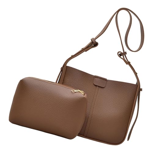 MARCBUSE Damentasche mit großem Fassungsvermögen, schlichter Eimer, stilvolle Schultertasche, PU-Leder, Kuriertasche für den täglichen Gebrauch, große Kapazität, Schultertasche, schlichter Eimer von MARCBUSE