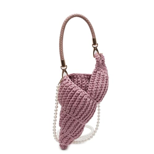 MARCBUSE Handgewebte Umhängetasche für Damen, trendige Umhängetasche, stilvolle Handtasche, Tragegriff oben, Dating Muscheln, modische Schultertasche, stilvolle Handtasche, handgewebte Muscheln, a von MARCBUSE
