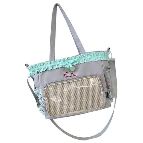 MARCBUSE Itabag Damen-Umhängetasche, große Kapazität, für Studenten, Schule, gerüschte Spitzenschleifen, Schulter für Anstecknadel, gerüschte Spitze, Schleifen, Crossbody, große Kapazität von MARCBUSE