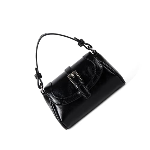 MARCBUSE Umhängetasche mit Tragegriff und abnehmbarem Riemen, Schultertasche für den täglichen Pendler, Reisen oder Büroarbeit, koreanische Umhängetasche mit Gürtelschnallen-Design, Schwarz , One Size von MARCBUSE