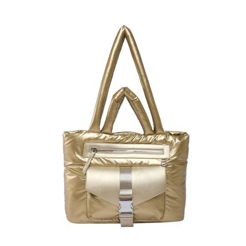 Schultertasche mit großem Fassungsvermögen für Damen, weiche Handtasche mit Tragegriff oben, für Studenten, Unterarm-Geldbörse für Pendler und Freizeit, für den täglichen Gebrauch, gold, One Size von MARCBUSE