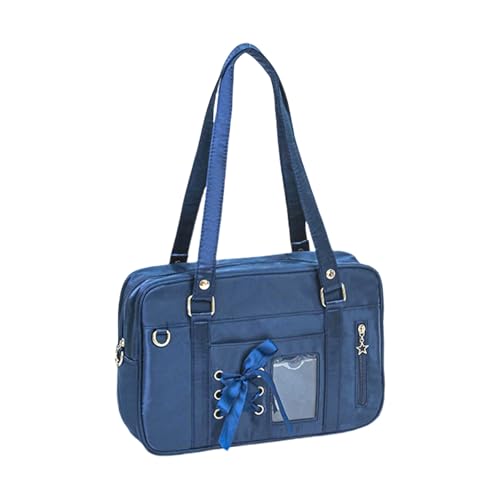 Stilvolle Umhängetasche, Schnürung, Umhängetasche, schöne Itabag japanische Stile, Kuriertasche für Pin-Display, japanische Stile, Crossbody-Tasche, schöne Itabag mit transparentem Sichtfenster, navy von MARCBUSE
