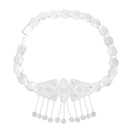 Verstellbare Länge, Taillenschmuck, ethnische Münzquasten, Gürtel, Legierung, Textur für Frauen, die einzigartige und stilvolle Outfits suchen, trendige Damen-Taillenkette von MARCBUSE