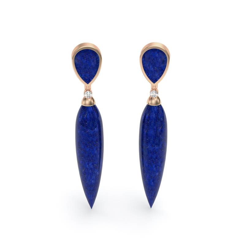 Lapis-Lazuli & Diamant Gold Tropfen Ohrstecker von MARCELLORICCIOLONDON