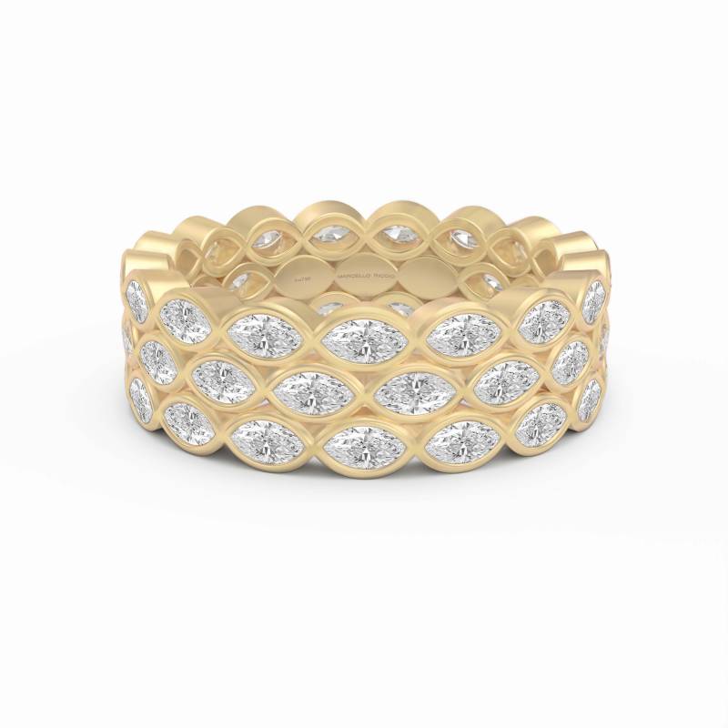 Marquise Diamond Bezel Set Dreireihiger Eternity Ring, 18K Gold & Platinum von MARCELLORICCIOLONDON