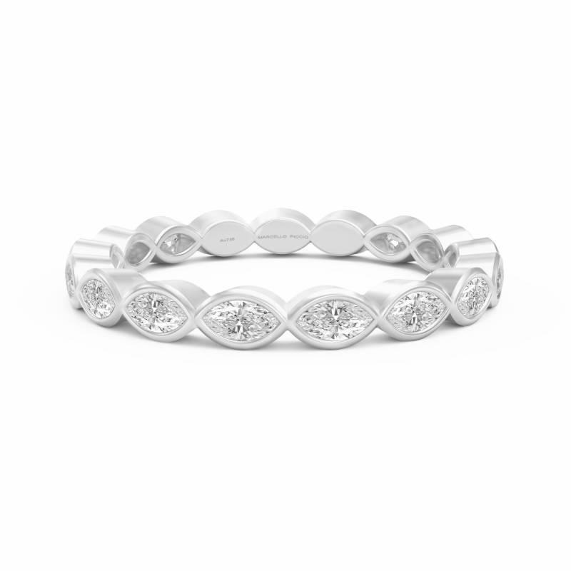 Marquise Eternity Ring, 18K Gold & 950 Platin von MARCELLORICCIOLONDON