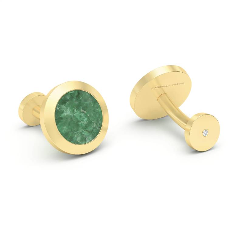 Natürliche Jade & Diamanten 18K Gold Oder Silber Runde Manschettenknöpfe, Geschenk Für Ihn von MARCELLORICCIOLONDON