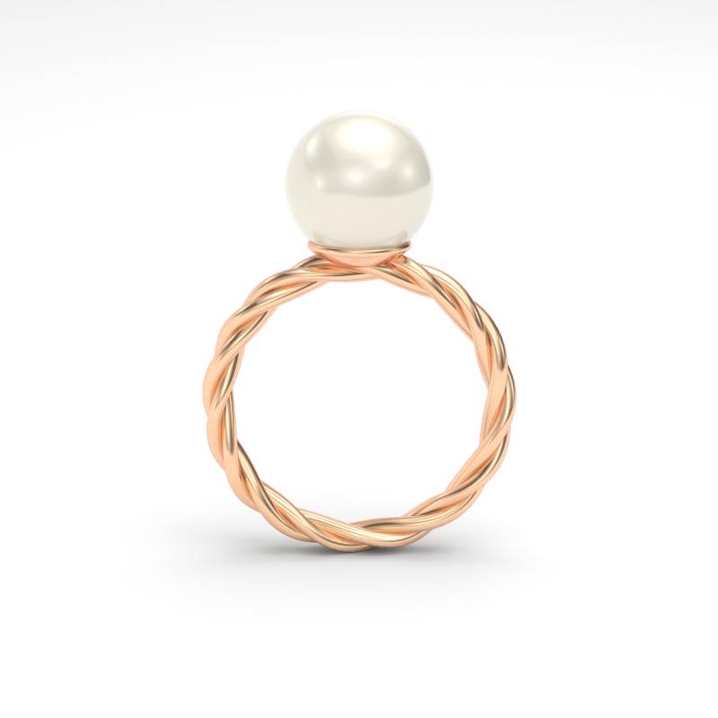 Natürliche Perle Solitär Ring, 18K Gold & Silber Vergoldet, Geschenk Für Sie von MARCELLORICCIOLONDON