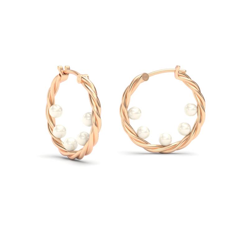 Natürliche Perlen Hoop Ohrringe, 18K Rose Gold & Silber 18K Vergoldet, Geschenk Für Sie von MARCELLORICCIOLONDON