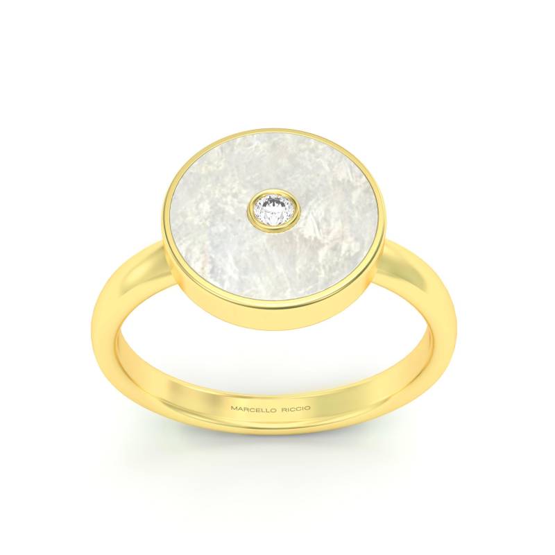 Perlmutt - Diamant 18K Gold Oder Silber Ring von MARCELLORICCIOLONDON