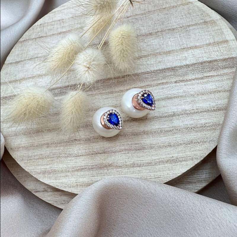 Sapphire - Diamanten & Perlen Ohrringe von MARCELLORICCIOLONDON