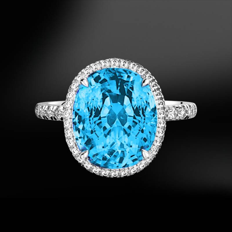 Swiss Blue Topas & Diamant Gold 18K Ring von MARCELLORICCIOLONDON
