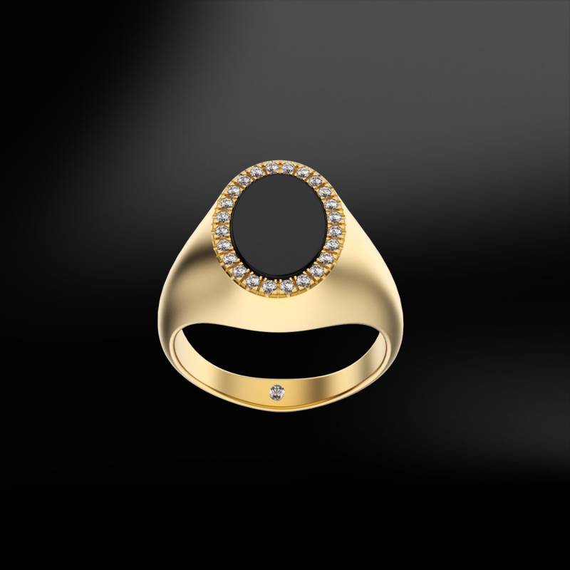 Turmalin & Diamant Gold Siegelring von MARCELLORICCIOLONDON