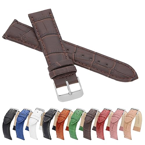 MARCHEL Croco LM-55 Lederarmband 10 mm Braun Krokoprägung Uhrenarmband Krokodilmuster Uhrband Rindsleder von MARCHEL