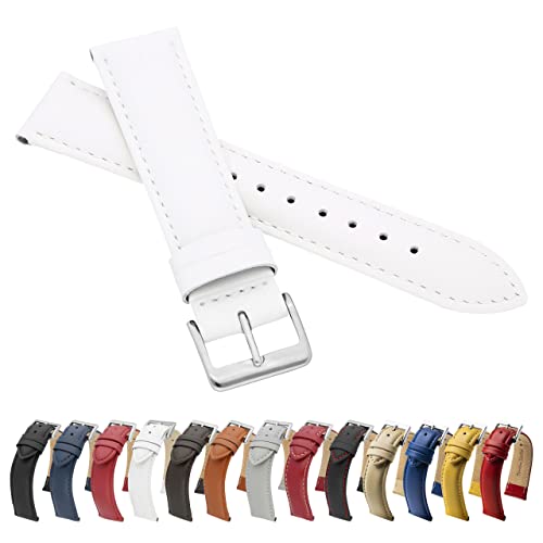 MARCHEL Glattleder LLB Lederarmband 14 mm XL Weiß Echtleder Uhrenarmband Rindsleder Feines Leder von MARCHEL