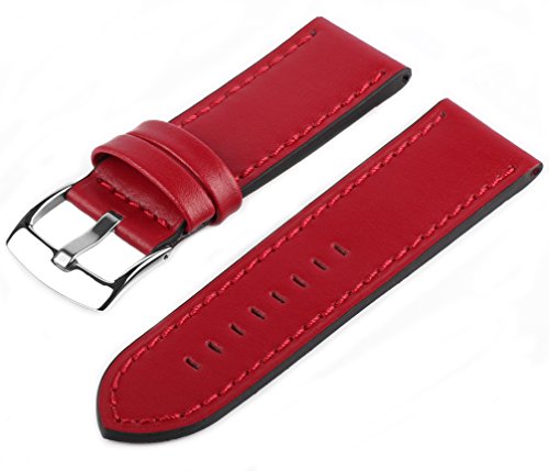 MARCHEL Lederarmband 26 mm Rot für XXL Uhren aus Echtleder von MARCHEL