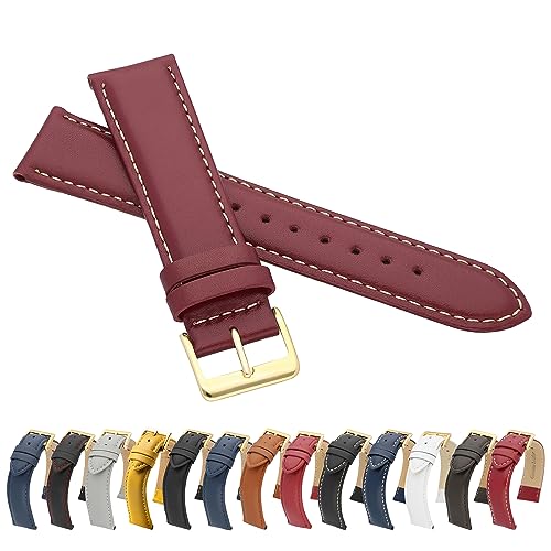 MARCHEL Lederarmband LLB 24 mm Rot-Weiß aus Echtleder mit Goldener Schließe von MARCHEL