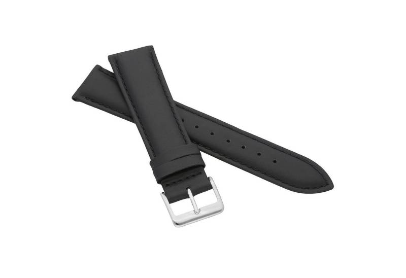MARCHEL Uhrenarmband LLB-10 Schwarz, Hochwertiges Kalbsleder mit glatter Oberfläche von MARCHEL
