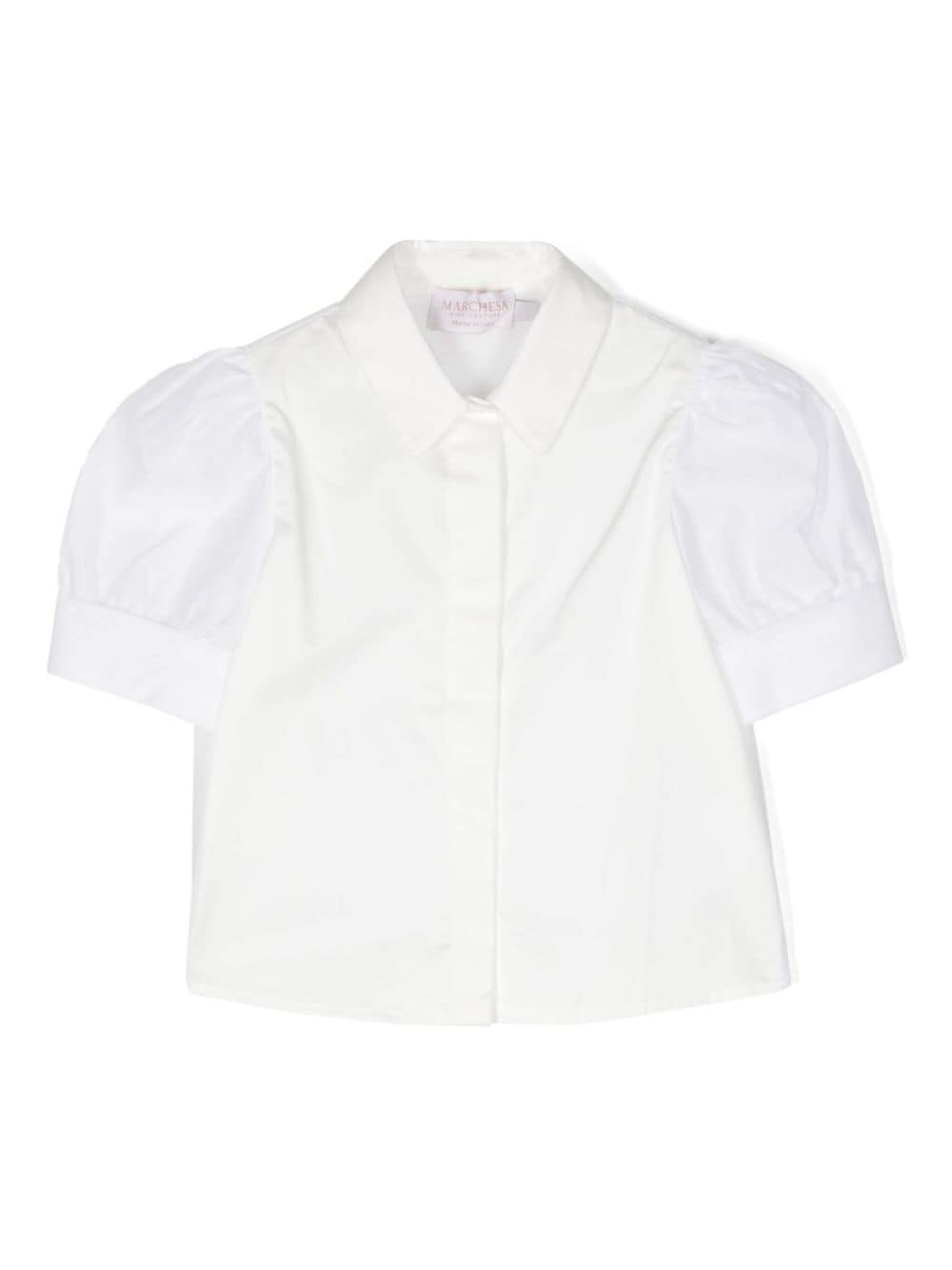 MARCHESA KIDS COUTURE puff-sleeved cotton shirt - Nude von MARCHESA KIDS COUTURE