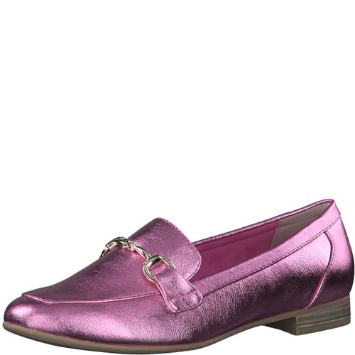 MARCO TOZZI Damen Loafer mit Absatz Elegant Vegan, Metallisch (Pink Metallic), 42 EU von MARCO TOZZI